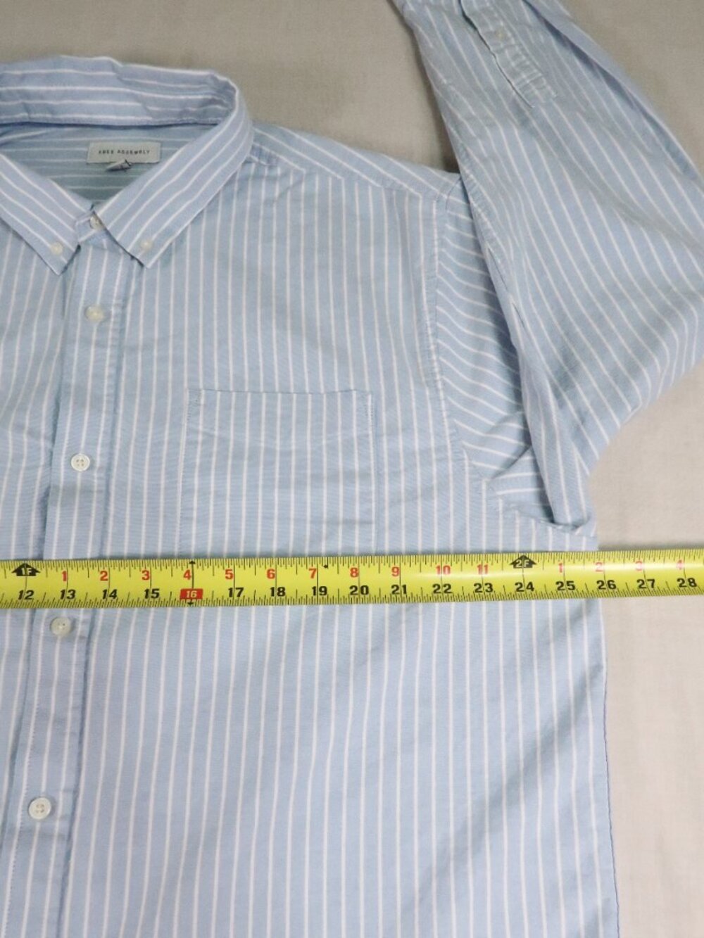 Free Assembly Men’s 2XL Blue Stripe Oxford Button Down Shirt Preppy - Picture 3 of 6
